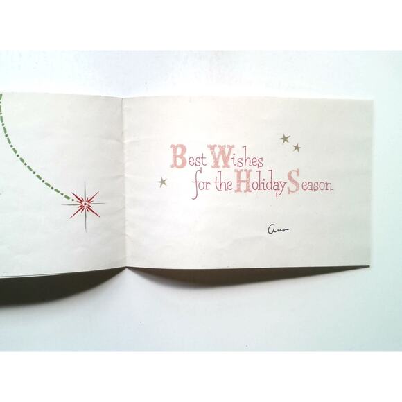 Whitman Vintage Christmas Greeting Card Noel Glitter Stars 1940's-50's - Picture 2 of 3